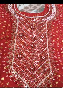 Red Embroidered Kurta Sets
