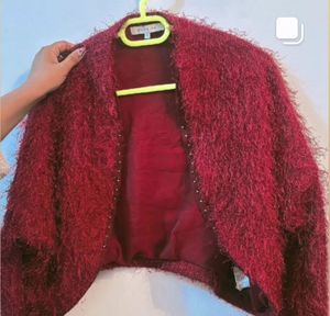 Red Fuzzy Cardigan