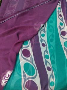 Purple Floral Saree with Embroidered Details