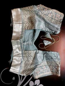 Gery Saree Sequins Border Work