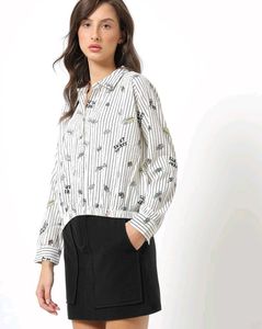 Printed Shirt With Elasticated Hemline