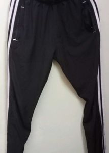 Black Track Pants with White Stripes