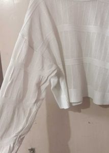 White Knit Cropped Sweater