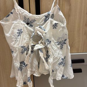 White Floral Embroidered Tank Top