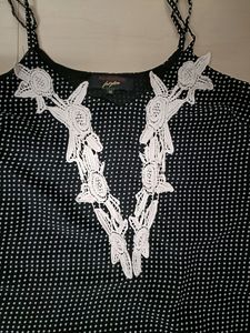 Beautiful Korean Polka Dot Black Spaghetti Top