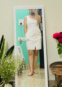 White Denim Zip-Up Dress