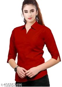 Red 3/4 Sleeve Blouse