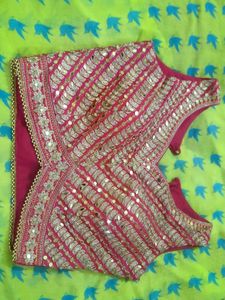 Pink Mirror Work Blouse