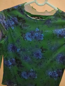 ASOS Design Mesh Floral Top