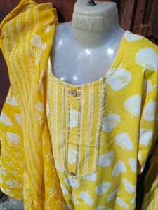 Yellow Printed Kurta Set