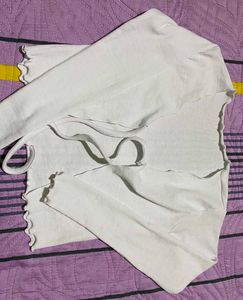 White Tie-Front shrug/cardigan