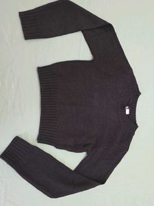 H&amp;M Black Cropped Knit Sweater