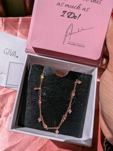 Giva Rose Gold Flowers And Pearl Pendant Chain