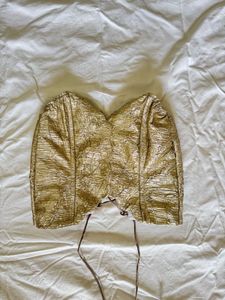 Gold Metallic Corset Top – Luxe Crinkle Finish wit