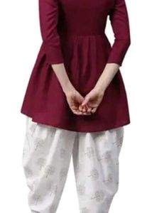 Burgundy Tunic and Dhoti Pants Set