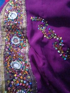 Royal Blue &amp; Gold Embellished Fabric