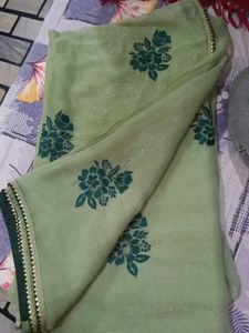 Elegant Green Floral Saree