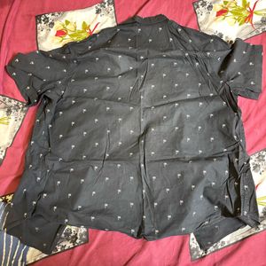 Palm Tree Print Button-Down Shirt
