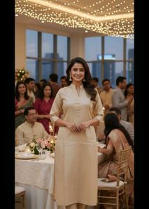Elegant Beige golden Kurta