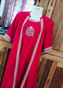 Red Embroidered Kurta