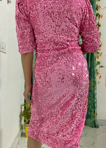 Shimmer Pink Bodycon Dress