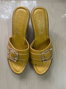 Mustard Embellished Wedges