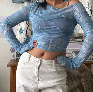 Stylish Blue korean y2k Top