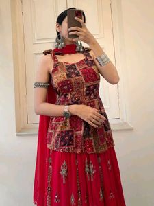 Red Printed Kurta Set