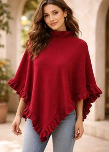 Ruffled Red Poncho