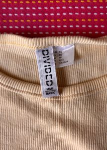 Yellow Ribbed Crop Top