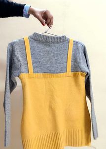 Yellow 💛 And Gray 🩶 Belt Sweater