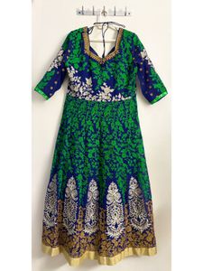 Royal Blue Embroidered Anarkali – Custom Stitched