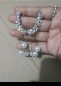 Korean Pearl Dangler Earcuff Earrings