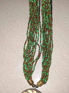 Boho Green Beaded Necklace