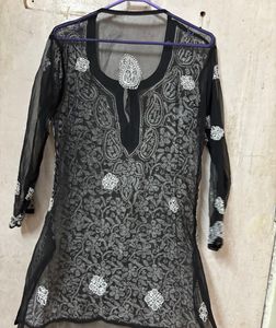 Black Chikankari Embroidered Kurta
