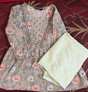 Cotton short kurtha &amp; pant set