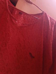 Red Embroidered Kurti