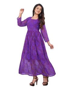 Elegant Purple Bandhani Maxi kurti