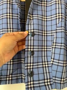 Blue Plaid Cropped Shirt