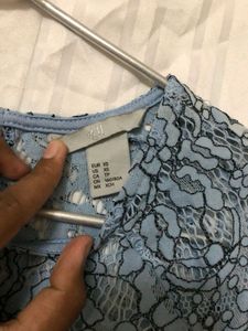 H&amp;M Blue Lace Top - Size