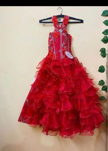Red Ruffled Formal Dress
