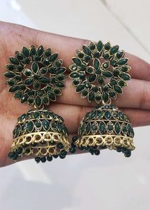 Green Jhumka Earrings