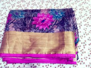 Floral Print  silk Saree