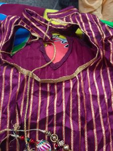 Maroon &amp; Gold Striped Kurti