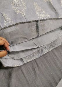 Women Grey Silk Kurta