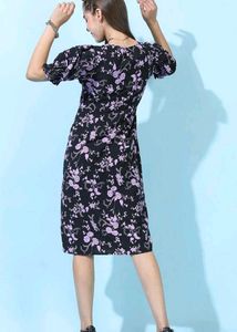 Floral Print Puff Sleeve Midi Dress