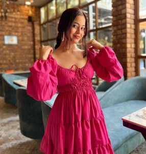 Pink Tiered Mini Dress