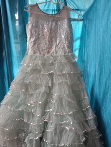 Light Blue Tiered Tulle Dress