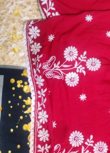 Red Chicken Kurta Set