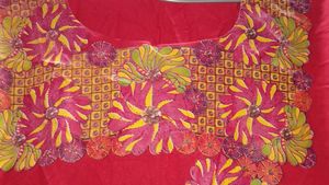 Red Kurti With Yellow Flower Print